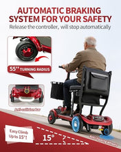 Load image into Gallery viewer, Ecomobi Light Weight Mobility Scooter for Seniors & Adults, 12–30 Mile Range, Foldable Airline Approved Portable 4 Wheel Motorized Scooter with Removable Lithium Battery, 300 lb Capacity, MS01F Red