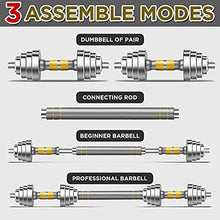 Load image into Gallery viewer, PHOEROS Adjustable Dumbbell Set - 44/66/88 LBS weights set, Dumbbell Barbell 3 in 1, Steel Dumbbells Pair with Connecting Rod for Adults Women Men Fitness Workout, Home Gym Exercise Training Equipment (44lbs)
