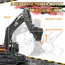 Load image into Gallery viewer, 22 Channel Remote Control Excavator, 1/14 Scale RC Excavator Metal Shovel Independent Arms