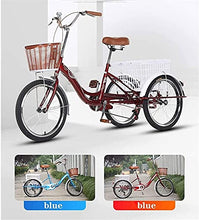 Load image into Gallery viewer, Adult Tricycle - 3 Wheel Bikes for Adults Shopping Tricycle for Adult 20'' Wheels Adult Tricycle 1-Speed 3 Wheel Bikes Pedal