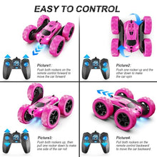 Load image into Gallery viewer, QUNREDA RC Cars, Rose Remote Control Car for Girls, 2.4 GHZ Double Sided RC Stunt Car