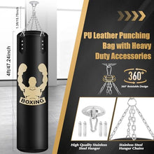 Load image into Gallery viewer, Filled Punching Bag for Adults, 4FT PU Leather Hanging Bag with 11lb Sponge Filler, Come with 12OZ Gloves, Heavy Bag Boxing Equipment for Training Karate Kickboxing Home Gym