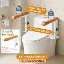 Load image into Gallery viewer, Simple Project 15.7" Toilet Safety Rails for Seniors, Flipped 90°&Adjust Heigh Toilet Seat Handle, Super Sturdy 500LBS Toilet Safety Frame for Disabled or Mobility Issues, Grab Bars Arms(Brown)