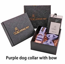 Load image into Gallery viewer, ARING PET Bowtie Dog Collar-Velvet Dog Collars with Removable Bowtie, Cute &Comfortable Purple Dog Collar,Medium.