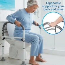 Load image into Gallery viewer, Vaunn Medical Adjustable Toilet Safety Rail for Seniors, Foldable Toilet Safety Frame for Elderly Adults, Bathroom Grab Bar Handle, Toilet Handle for Elderly & Disabled, Free-Standing (Gray)