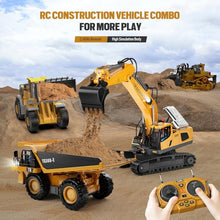 Load image into Gallery viewer, KIDMARKT Metal RC Wheel Loader Toy | 9-Channel Remote Control Construction Truck with Realistic Lights & Sounds.