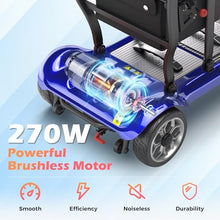 Load image into Gallery viewer, Lightweight Mobility Scooter for Adults & Seniors - Cruise & Airport Approved, 43lb Foldable Portable Motorized Scooters with Dual Lithium Batteries for 24.8 Miles Travel, 300lb Capacity, Blue