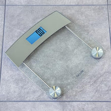 Load image into Gallery viewer, Taylor Digital Scales for Body Weight, Extra High 440 LB Capacity, Unique Blue LCD, Stainless Steel Accents Glass Platform, 12.4 x 12.4 Inches, Clear