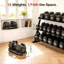 Load image into Gallery viewer, FEIERDUN DB1 QuickDial Adjustable Dumbbell Set, 15-in-1 5-52.5 Lbs Each with Storage Box & App, 1-Second Quick Change for Drop Set, Superset & HIIT Home Gym, Non-Slip Handles, 3-year Aftersale Service