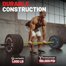 Load image into Gallery viewer, 7FT Olympic Barbell 45 lb Barbell 2 INCH 1000lbs Capacity Olympic Bar with Moderate Knurling - Green