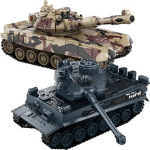 Load image into Gallery viewer, RC Tank Set,1/24 RC Battle Tank Set Toy Tanks with Life Indicators and Spray,2.4G Remote Control with Realistic Sounds and Lights