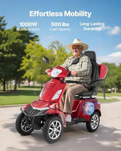 Load image into Gallery viewer, VEVOR Heavy Duty 4-Wheel Mobility Scooter, Powerful 1000W Brushless Motor, 500 lbs Capacity, 21.5 Miles Long Range, All Terrain Mobility Scooter with Lockable Trunk for Seniors & Adults
