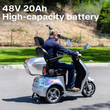 Load image into Gallery viewer, Super Large Electric 3 Wheel Mobility Scooters, Heavy Duty 800W Wheelchair Device, 25 Miles Long Range, All Terrain Mobility Scooter,Speed Adjust, Remote Key,Receive Ready to Ride (3 Wheel-Silver)