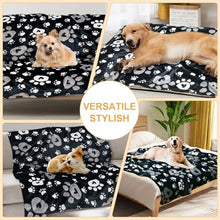 Load image into Gallery viewer, Gowyeg Dog Blanket, Soft Fleece Dog Blankets for Small Medium Dogs, Fluffy Flannel Pet Cat Puppy Blanket Mat Cover for Bed Couch, Cute Paw Print Throw Blanket for Dogs, Black, 40"X30"