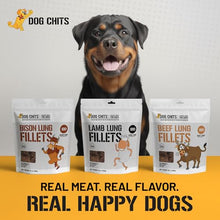Load image into Gallery viewer, Dog Chits Beef Lung Fillets Dog and Puppy Treats – All Natural Chews for Dogs – Grain-Free, High-Protein, Low Fat Single Ingredient Dog Treat – Ideal for All Dogs – Large, 10 oz – Made in USA