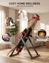 Load image into Gallery viewer, YOLEO Gravity Heavy Duty Inversion Table with Headrest & Adjustable Protective Belt Back Stretcher Machine for Pain Relief Therapy (Red02)