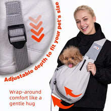 Load image into Gallery viewer, Dog Carrier Sling,Dog Carriers for Small Dogs & Cats Up to 20lbs,Puppy Carrying Backpack Pet Purse with Pockets,Adjustable Shoulder Strap,Hands Free for Travel (Grey)