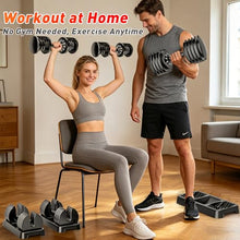 Load image into Gallery viewer, 25/55lb Adjustable Dumbbell Set of 2, 5-in-1/10-in-1 Free Weights with Anti-Slip Texture Handle for Exercise, Fitness Equipment Set for Home Gym Strength Training, Suits Both Men and Women (Black 55LBS Pair)