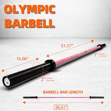 Load image into Gallery viewer, Fitvids 7ft Olympic Barbell 45LBS for Weightlifting and Powerlifting, 2 Inch Strength Training Bar - Pink
