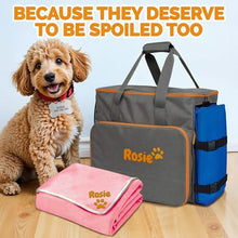 Load image into Gallery viewer, Personalized Pink Dog Blanket with Name - Embroidered Custom Blanket for Dog's Bed, Car, Couch, & More - Waterproof, Soft & Comfortable for Small to Large Dogs - Best Dog Gift