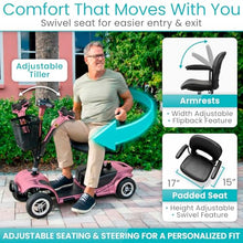 Load image into Gallery viewer, Vive 4 Wheel Mobility Scooter - Electric Powered Wheelchair Device - Compact Heavy Duty Mobile for Travel, Adults, Elderly - Long Range Power Extended Battery with Charger Included (Limited Edition)