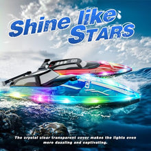 Load image into Gallery viewer, JOI MEW RC Boat for Kids with LED Lights, 2.4Ghz Remote Control Racing Boats for Ages 8-12,Toy Water Boat for Pools & Lakes