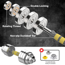 Load image into Gallery viewer, PHOEROS Adjustable Dumbbell Set - 44/66/88 LBS weights set, Dumbbell Barbell 3 in 1, Steel Dumbbells Pair with Connecting Rod for Adults Women Men Fitness Workout, Home Gym Exercise Training Equipment (88lbs)