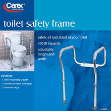 Load image into Gallery viewer, Carex Toilet Safety Rails, Adjustable and Detachable Toilet Safety Frame with Handles for Elderly, Handicap, or Disabled, Heavy-Duty Non-Slip Bathroom Grab Bar, with Padded Handles and Aluminum Frame