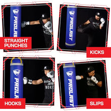 Load image into Gallery viewer, PROLAST Heavy Punching Kicking Bag for Adults, Boxing, MMA, Martial Arts, Muay Thai, Strength Training Equipment, Unfilled, 5ft, 100 lbs, Vertical Logo, Blue