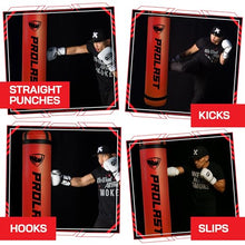 Load image into Gallery viewer, PROLAST Heavy Punching Kicking Bag for Adults, Boxing, MMA, Martial Arts, Muay Thai, Strength Training Equipment, Filled, 5ft, 100 lbs, Vertical Logo, Red
