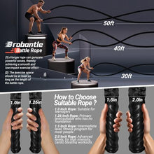 Load image into Gallery viewer, Brobantle Battle Rope 1.5 Inch Diameter,50FT Exercise Workout Ropes for Home Gym Heavy Weighted Training Rope for Working Out