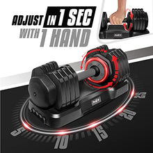 Load image into Gallery viewer, Yes4All One Second Multi Weight Adjustable Dumbbells Set of 2 for Different Workout Levels - 25LBS - Single - Grey Grip