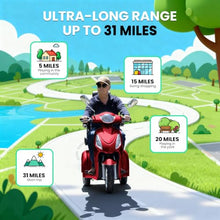 Load image into Gallery viewer, Super Large Electric 3 Wheel Mobility Scooters, Heavy Duty 800W Wheelchair Device, 25 Miles Long Range, All Terrain Mobility Scooter,Speed Adjust, Remote Key,Receive Ready to Ride (3 Wheel-red)