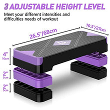 Load image into Gallery viewer, GYMMAGE Aerobic Exercise Stepper - Adjustable Workout Platform, 26.5" Step Deck with 4", 6", 8" Height Risers, Women's Home Gym Cardio Fitness
