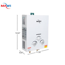 Load image into Gallery viewer, Tankless water heater Gas Propane 1.6GPM VENT FREE 41000 BTU Portable hot water Heater Great for RV & Home outdoors installation - On demand Instant hot water supply - Calentador de agua de Gas White