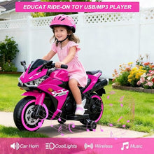 Load image into Gallery viewer, 12V Electric Ride On Motorcycle for Kids, Training Wheels, Full Hand Drive Motorbike Toy, Perfect for Boys and Girls (3-8 Yrs) (Pink)
