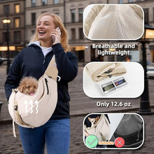 Load image into Gallery viewer, Dog Carrier Sling,Dog Carriers for Small Dogs & Cats Up to 20lbs,Puppy Carrying Backpack Pet Purse with Pockets,Adjustable Shoulder Strap,Hands Free for Travel (Beige)