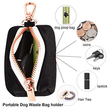 Load image into Gallery viewer, ARING PET Dog Waste Bag Dispenser, Soft Black Doggy Poop Bags Holders Attach to Any Leashes, Velvet Portable Washable Pet Waste Pouch Dispenser with Metal Zipper