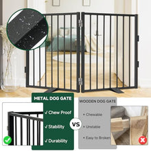 Load image into Gallery viewer, Snagle Paw Full Metal Freestanding Dog Gate,Indoor Dog Gate with Floor Protect Support Feet, 40x24Inches Foldable Dogs Barrier for Stairs, Hallways and Doorways (24'' H 2 Panel, Black)