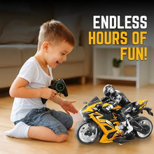 Load image into Gallery viewer, Remote Control Stunt Motorcycle with Riding Figure, 1:10 Scale High Speed Cross Country 360 Degree