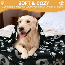 Load image into Gallery viewer, Gowyeg Dog Blanket, Soft Fleece Dog Blankets for Small Medium Dogs, Fluffy Flannel Pet Cat Puppy Blanket Mat Cover for Bed Couch, Cute Paw Print Throw Blanket for Dogs, Black, 40"X30"