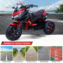 Load image into Gallery viewer, 3-Wheel Ride-On Toy Motorbike with Lighting Wheels, Music Player (Connect with Phone) and Hand Drive (RED-1)