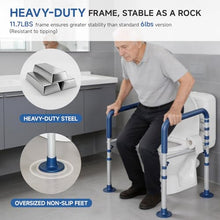 Load image into Gallery viewer, Loyoda Steel Toilet Safety Rail for Seniors with Adjustable Height and Width - 11.7lbs Heavy-Duty Foldable Toilet Handle for Toilet Support, Elderly and Accessibility Aid (Blue)