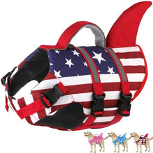 Load image into Gallery viewer, Dogcheer Harness-Style Dog Life Jacket Shark, Reflective American Flag Dog Life Vest for Swimming Boating, High Buoyancy Pet Swim Vest for Small Medium Large Dogs - USA Flag, XS