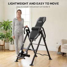 Load image into Gallery viewer, YOLEO Gravity Inversion Table for Back Pain Relief 2026 New Inversion Table w/Lumbar Support Easy to Assemble Back Stretcher Machine 300 lbs (Grey)