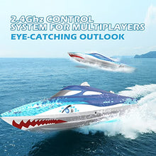 Load image into Gallery viewer, DEERC High-Speed RC Boat for Kids & Adults, 20+ MPH Full Proportional Remote Control Shark Boat with LED Lights, 2.4GHz Racing Boat for Pools & Lakes