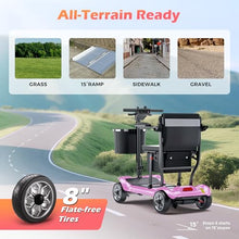 Load image into Gallery viewer, Lightweight Mobility Scooter for Adults & Seniors - Cruise & Airport Approved, 43lb Foldable Portable Motorized Scooters with Removable Lithium Battery for 12.4 Miles Travel, 300lb Capacity, Pink