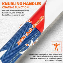 Load image into Gallery viewer, Fitvids 7ft Olympic Barbell 45LBS for Weightlifting and Powerlifting, 2 Inch Strength Training Bar with Needle Bearings- Flag