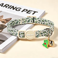 Load image into Gallery viewer, ARING PET 2 Pack Cat Collars with Bell, Cute Soft Cotton Kitten Kitty Breakaway Summer Cat Collars for Boy Girl Cats-Dinosaur & Green Soccer