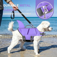 Load image into Gallery viewer, Dogcheer Dog Shark Life Jacket with Extra Foam, High Buoyancy Dog Life Vest with Rescue Handle for Swimming Boating, Reflective Adjustable Puppy Swim Vest for Small Medium Large Dogs, Purple - M